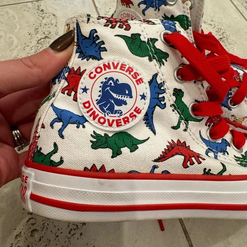 Converse Dinoverse Kid’s Dinosaur Print Tennis Shoes All Star Chuck Taylor - Picture 2 of 8